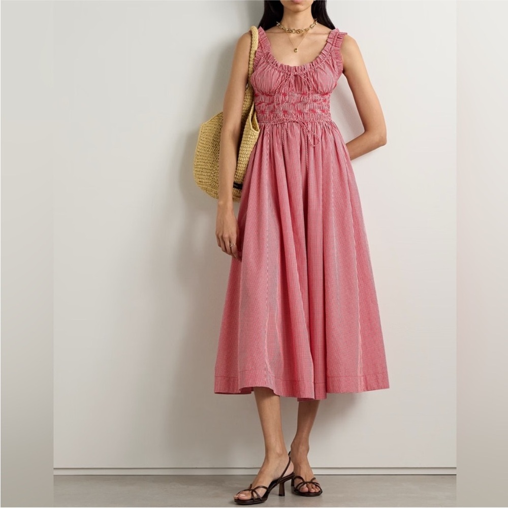 NWT Doen DÔEN Emmaretta Gingham Midi Dress Sz XS